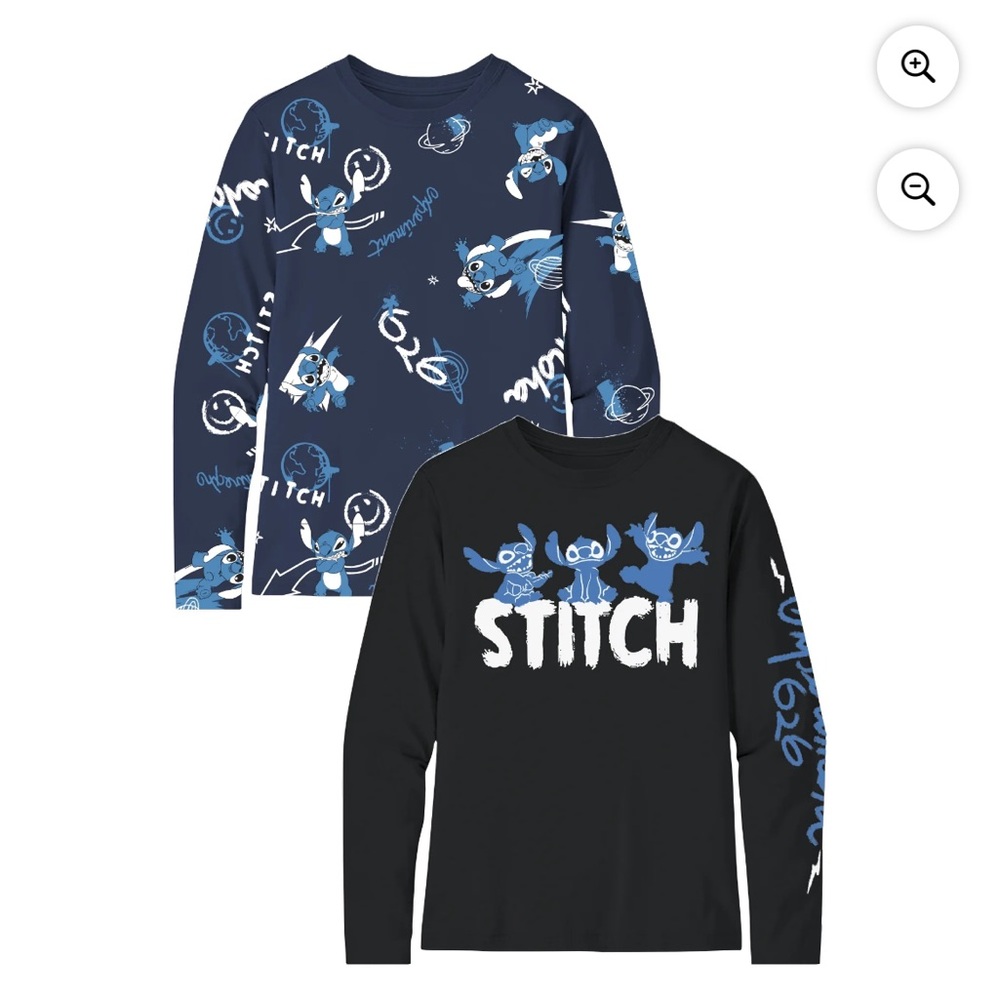 Disney Stitch Boys' Graphic Crew Neck Longsleeve Shirt 2-Pack NWT sizes 8 or 10
